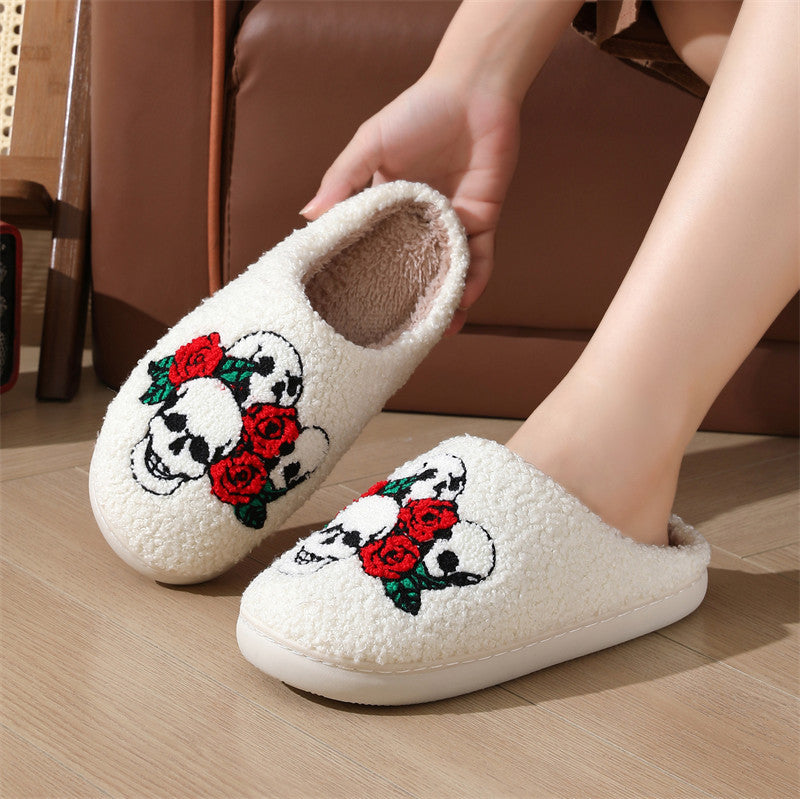 ASIMM Halloween Skull Rose Slippers