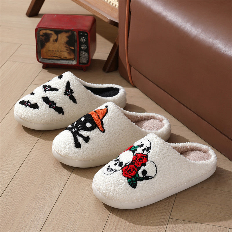 ASIMM Halloween Skull Rose Slippers