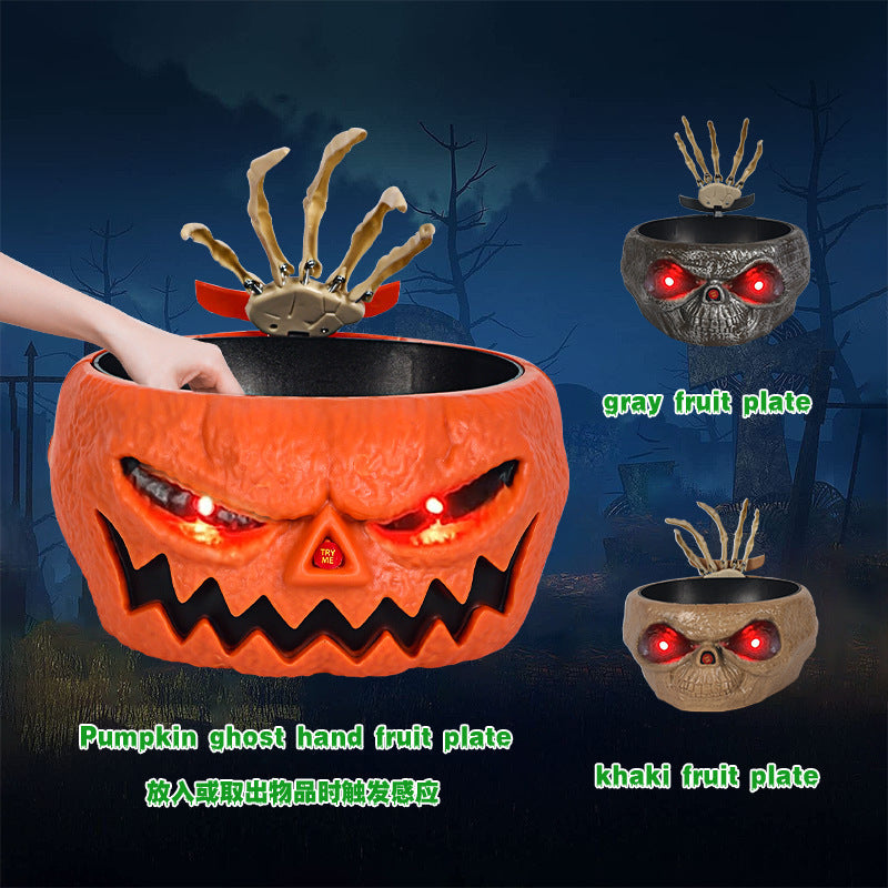 ASIMM Halloween Electric Luminous Sound Ghost Pumpkin Fruit Plate