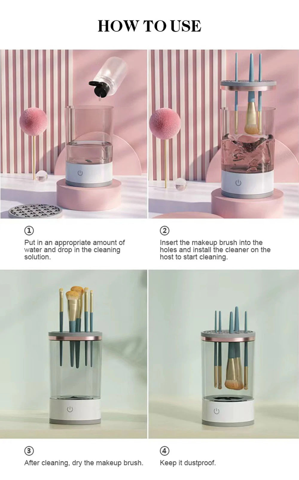 3 In 1 Electric Makeup Brush Cleaner Automatic