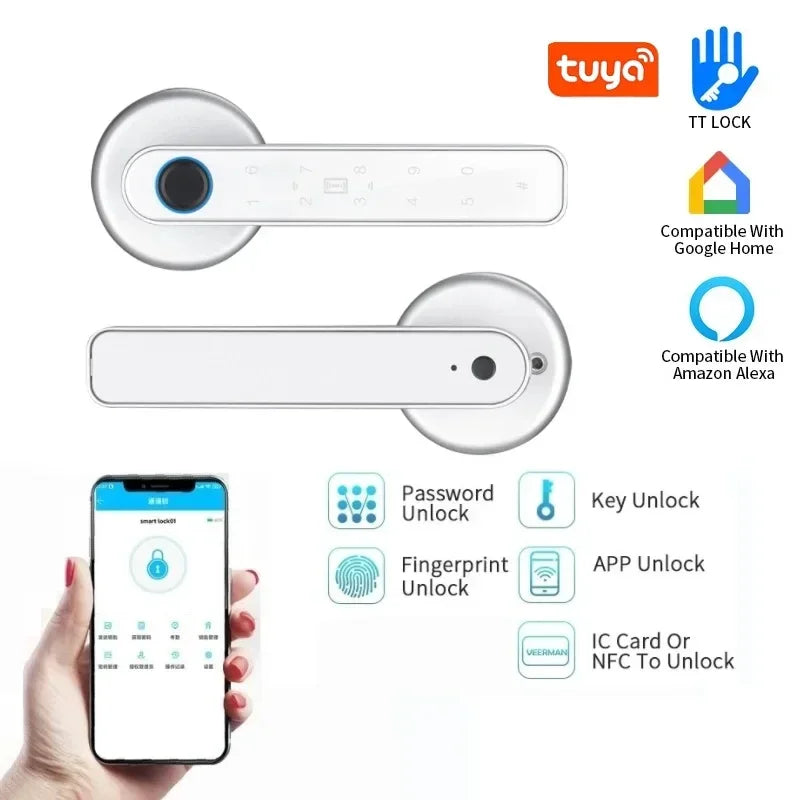 TTlock Smart Door Lock Indoor Wooden Door Lock Fingerprint Password IC Card/NFC App Unlock Lock Digital Intelligent Locks