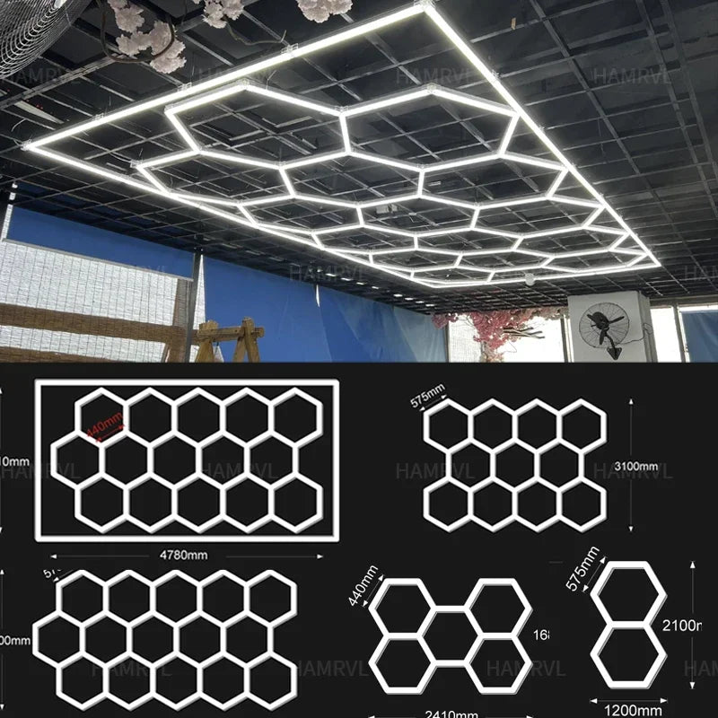 Garage Light Hexagon Lights lamp 110V-240V Led Tube Honeycomb Ceiling Lighting