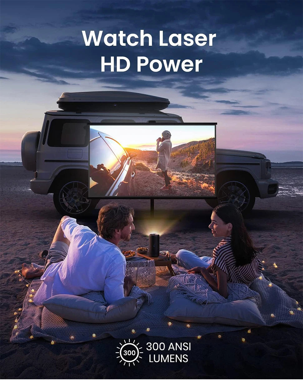 ASIMM 1080p Mini Smart TV Projector with wifi and bluetooth Outdoor Portable Projector