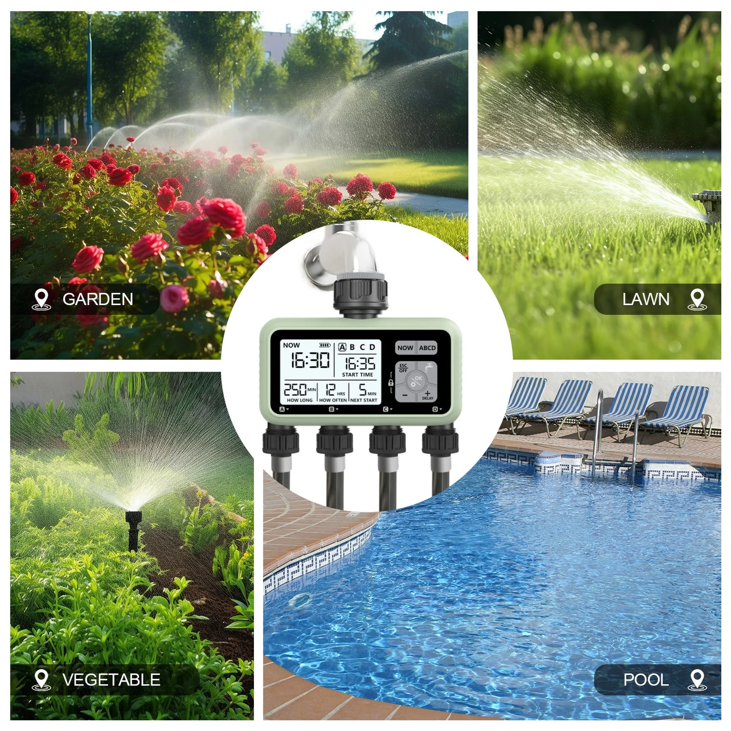 ASIMM Water Timer Outdoor Home Garden Lawn Greenhouse Irrigation System