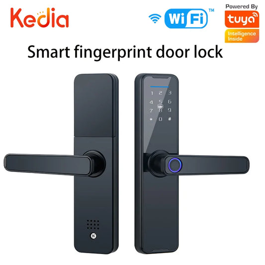 WiFi Smart fingerprint lock door lock Electronic With Smart Card Password Key Unlock USB Emergency Charge anti-theft door