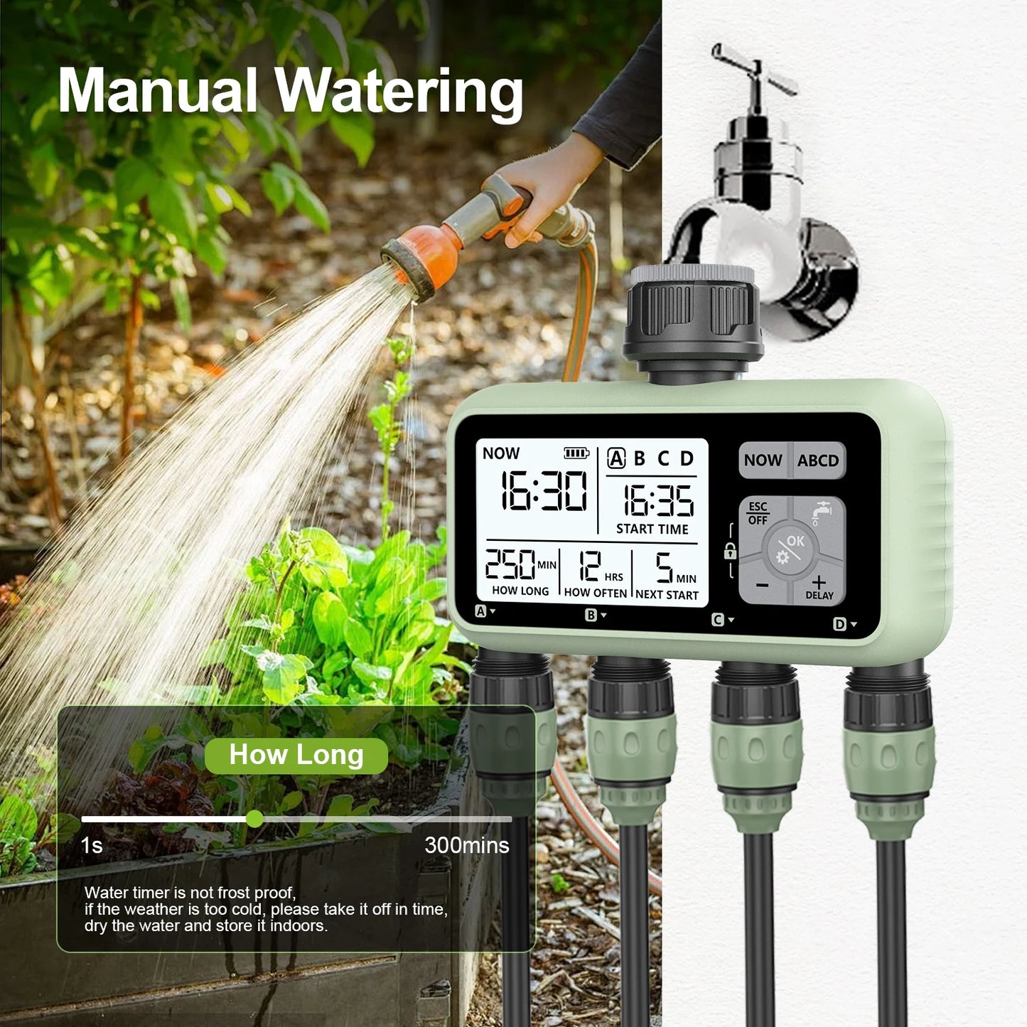 ASIMM Water Timer Outdoor Home Garden Lawn Greenhouse Irrigation System