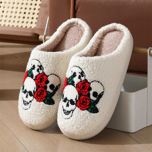 ASIMM Halloween Skull Rose Slippers